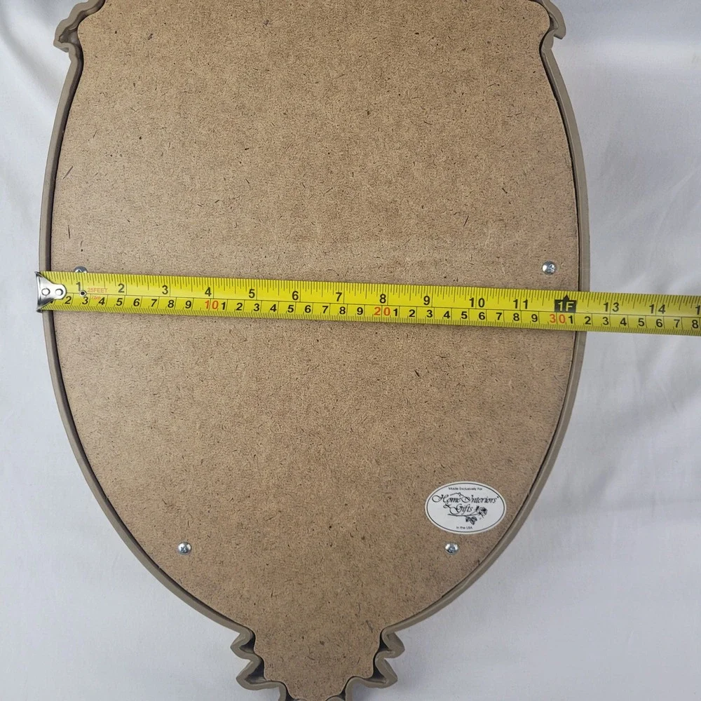 Vintage Home Interiors Gold Oval Wall Mirror Rose Ribbon Hollywood Regency 21